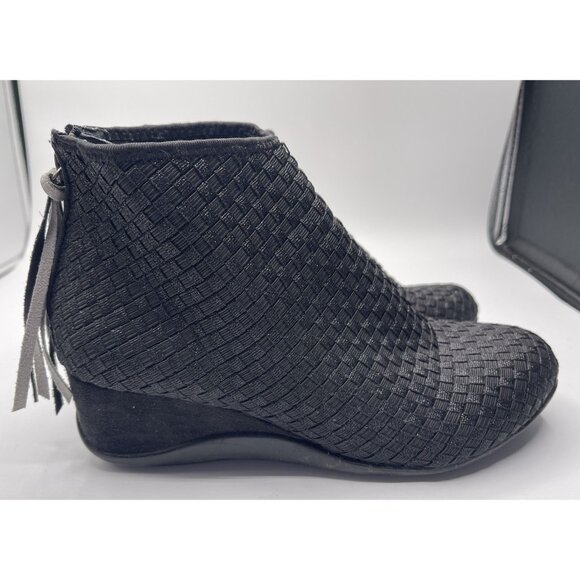 Zee Alexis Ankle Boots Women's Size 39 (U.S. Size 8.5) Black Woven Tina Boots - Picture 3 of 8